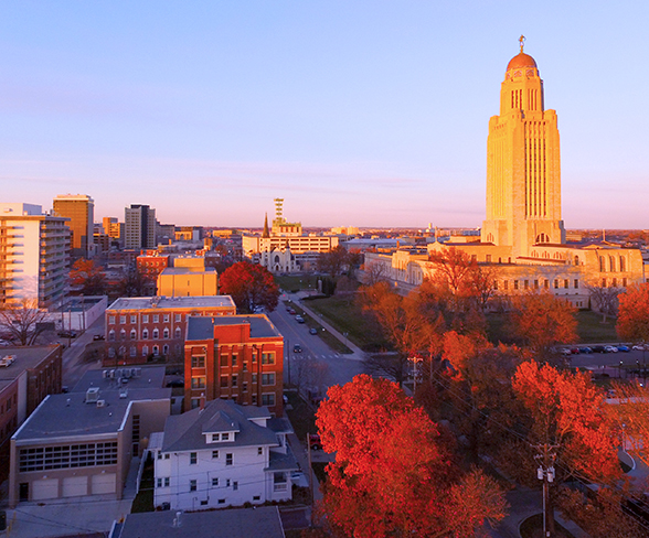 Fall Color Orange Tree Leaves Nebraska State Capital Lincoln